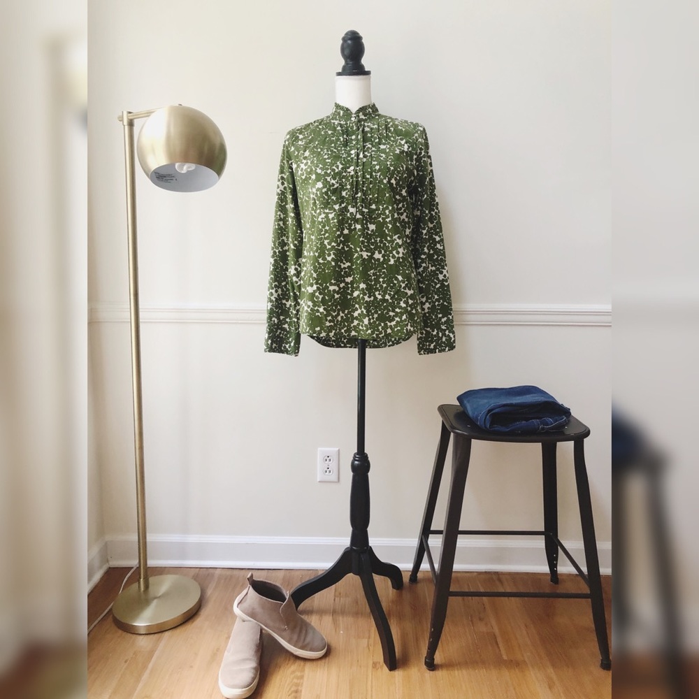 J Crew green patterned top